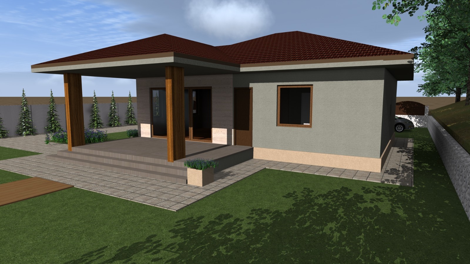 Small Modern 2 Bedroom 1 Bathroom House Floor Plan Blueprints, 1054SQFT/98m2
