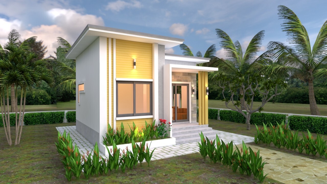 20×20 Feet Small House Design 6×6 Meter 1 Bed 1 Bath Flat Roof (A4 Hard Copy)