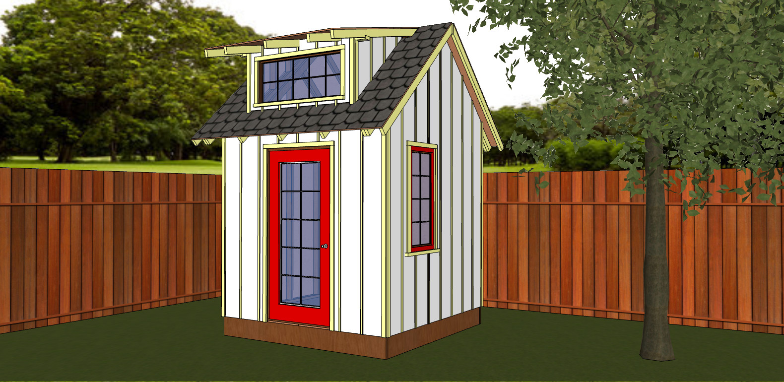 8′ x 8′ Garden Shed Build Plans w/ Eave and Window, Lumber List -PDF