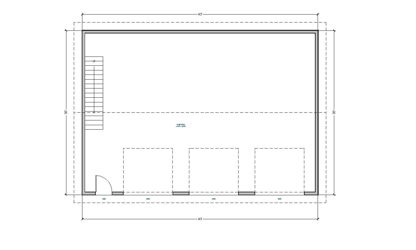 Triple Car / 3 Car Garage Plan / Architectural Blueprints – 43 x 30