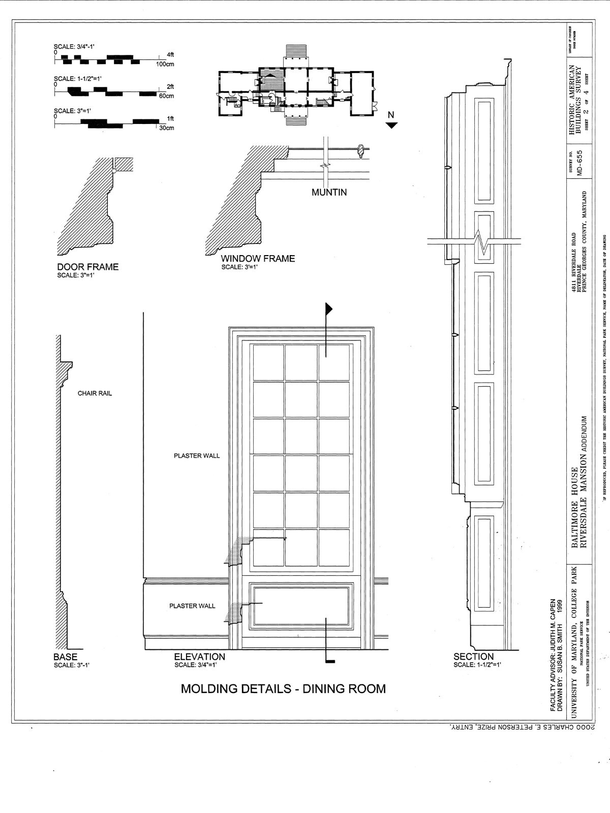 Riversdale, Calvert Mansion – Colonial American architectural plans & details