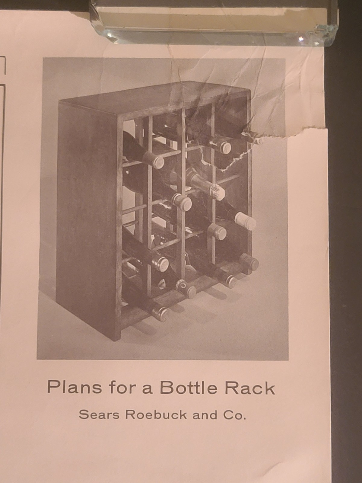 VTG Sears Wood Wine Bottle Rack Blueprint Plans Instruction Sheet