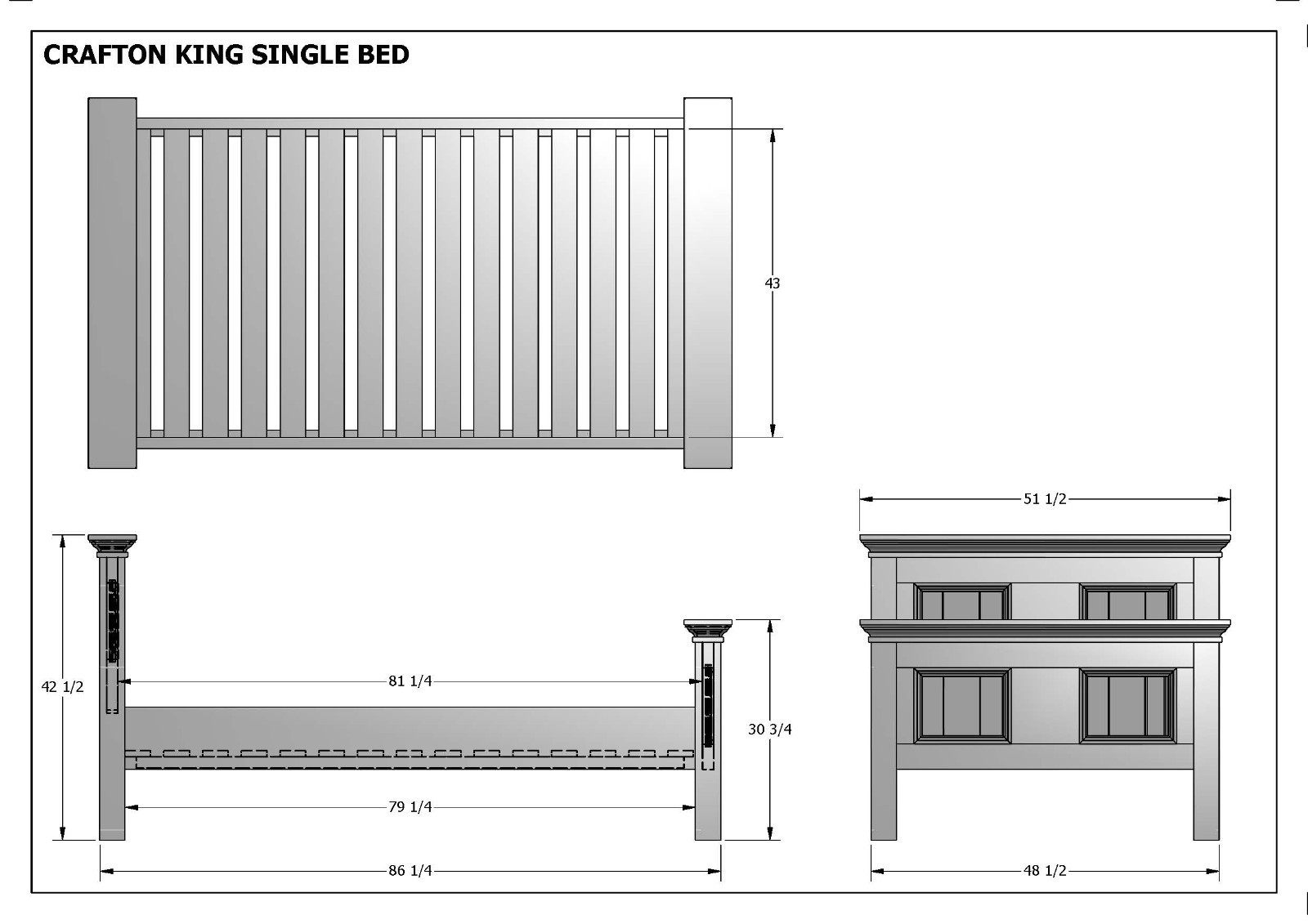BUILDING PLANS FOR CRAFTON KING SINGLE TIMBER BED – MAKE YOUR OWN & SAVE $$$