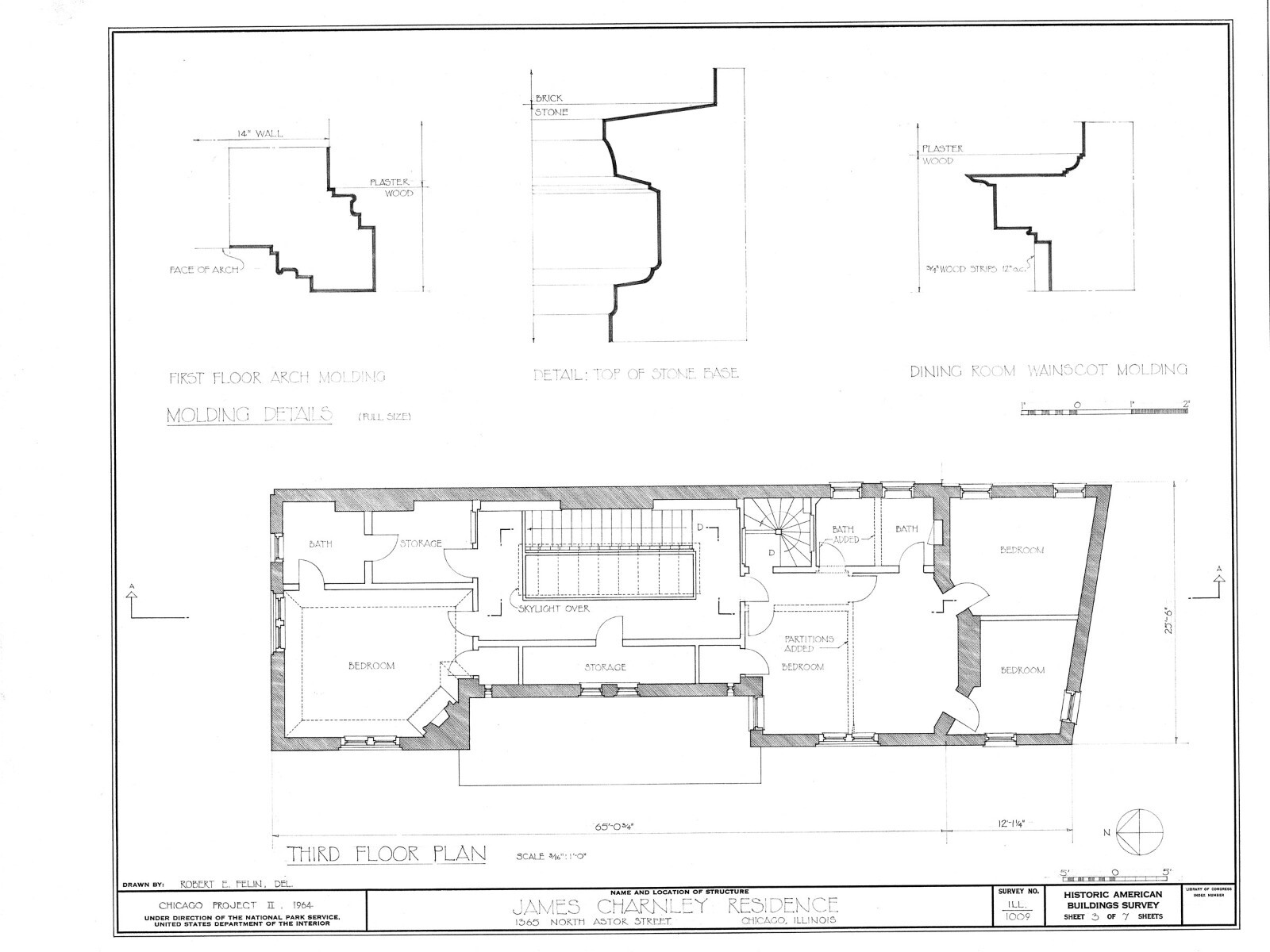 Frank Lloyd Wright Prairie Style home, architectural drawings, Charnley House