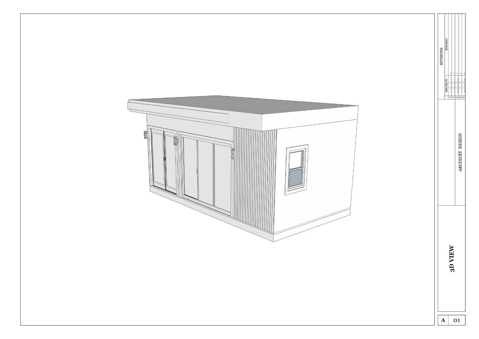 Custom Cabin House Plan 23’11”x12’11” CAD File,PDF (Office or House can use)
