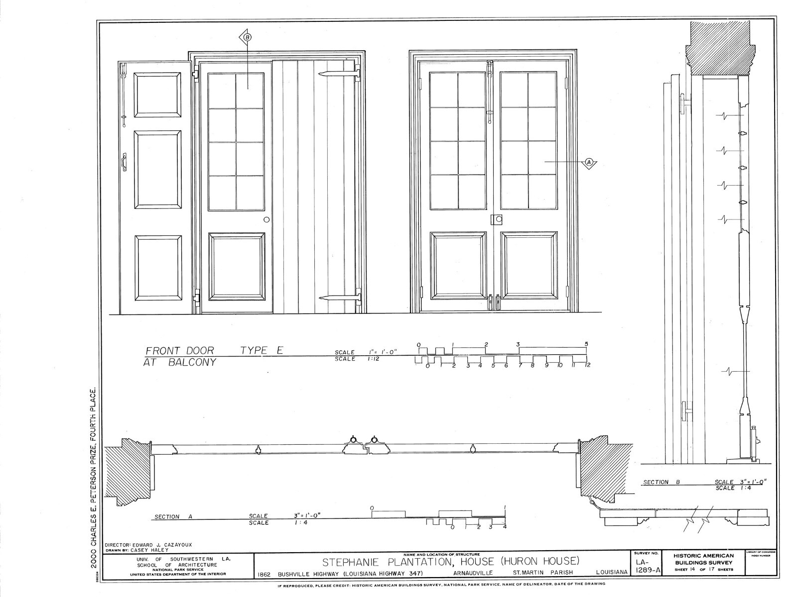 Country Style Southern Plantation home, brick-wood design, porch printed plans