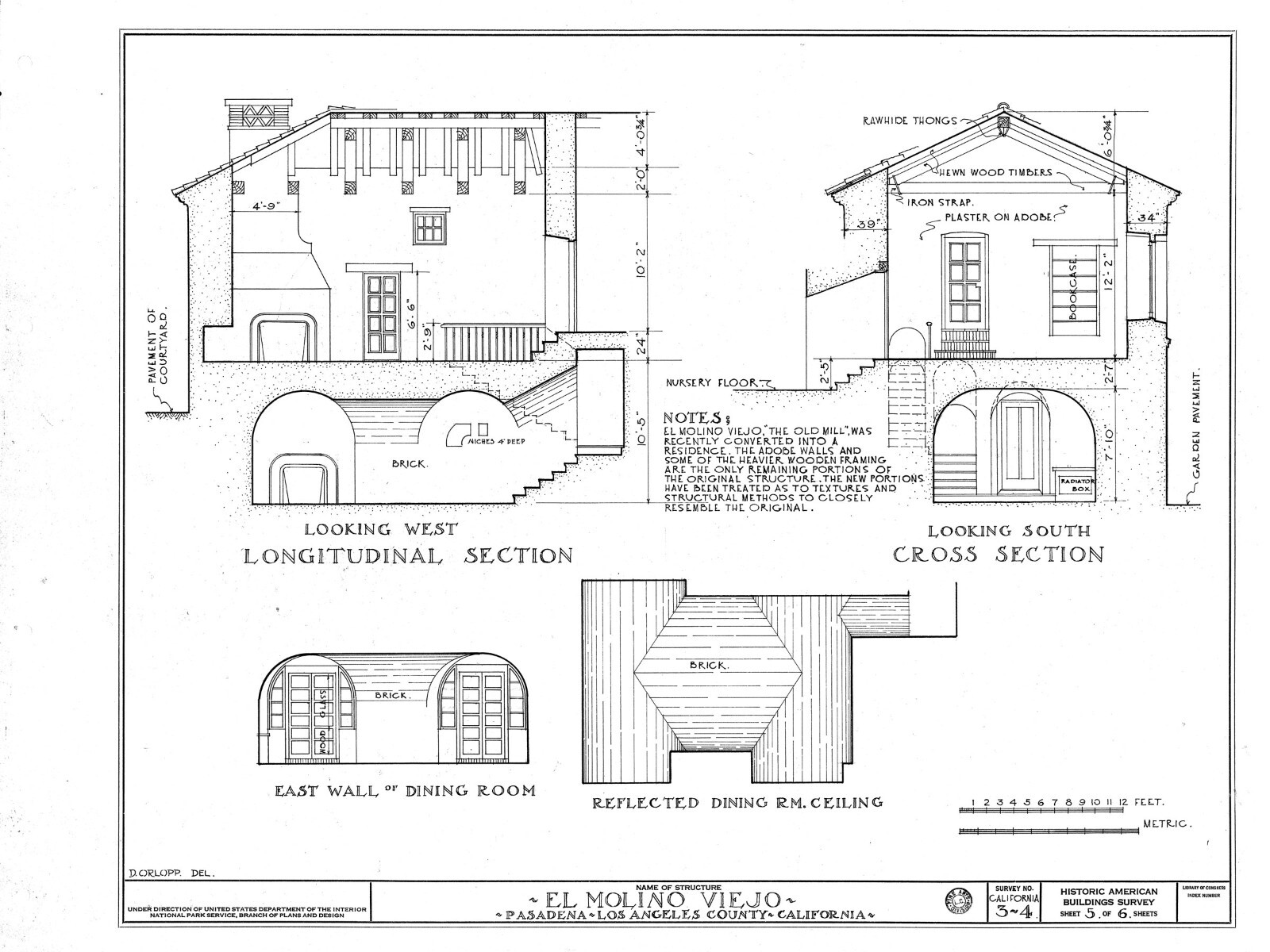 Southwest style architectural house plans, adobe home, tile roof, PRINTED PLANS