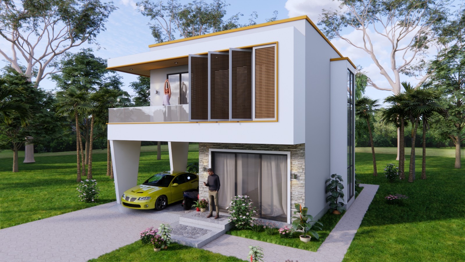 7×9 Meter House Plan 4 Bed 3 Bath | 23×30 Ft Hidden Shed Roof PDF & A4 Hard Copy