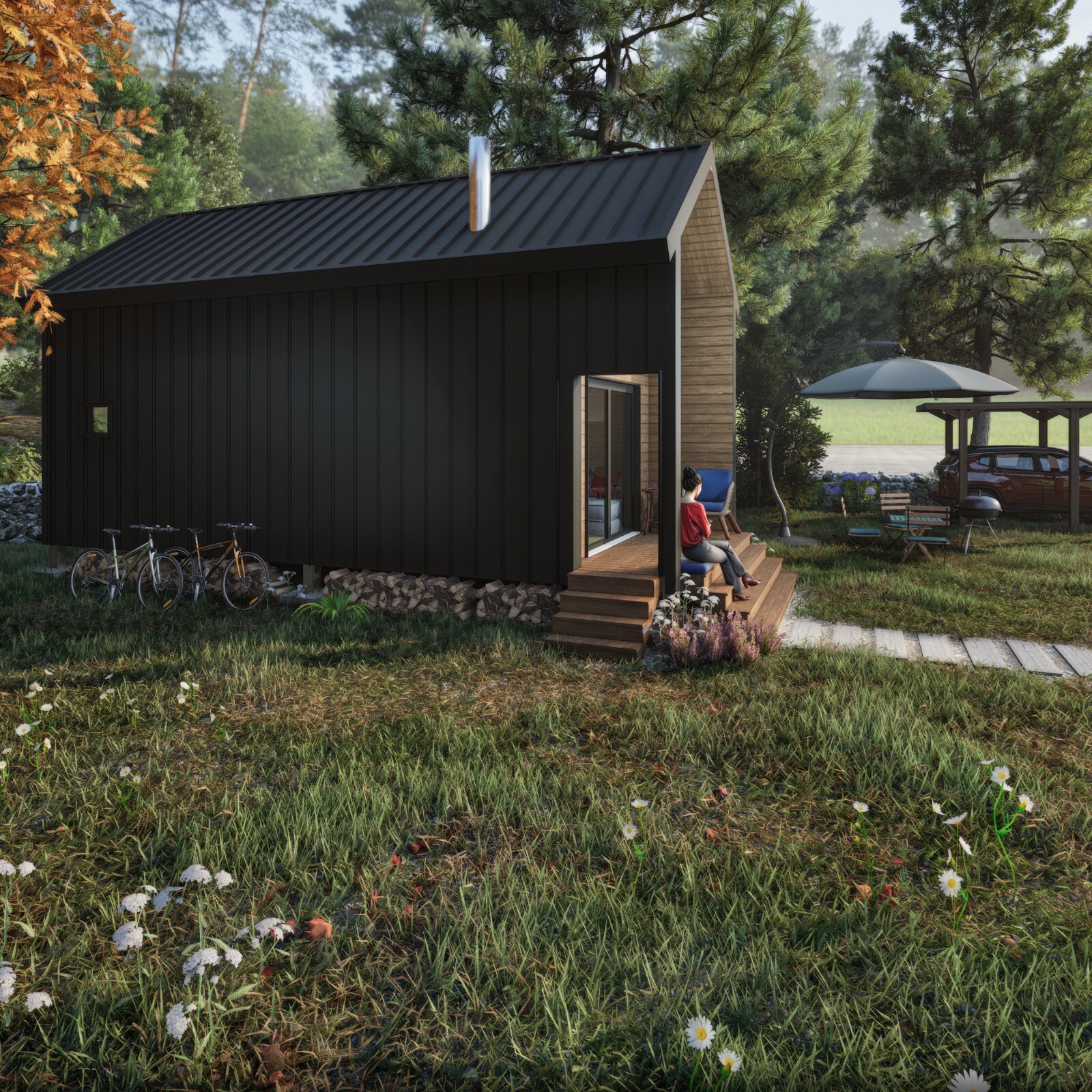 Tiny House Plan, 12×28 House Plans, Modern Cabin House Plans, Hard Copy