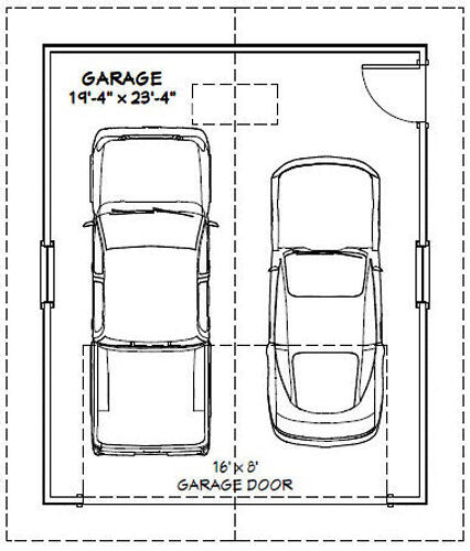 20×24 2-Car Garage — 480 sq ft — PDF Floor Plan — Model 6