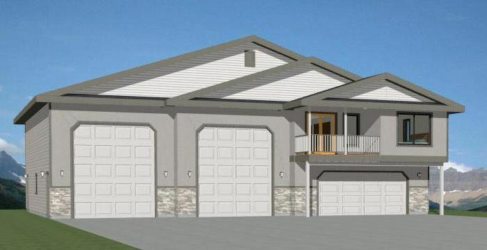 60×50 Apartment with 2-Car 2-RV Garage – PDF FloorPlan – 1,694 sqft – Model 1B