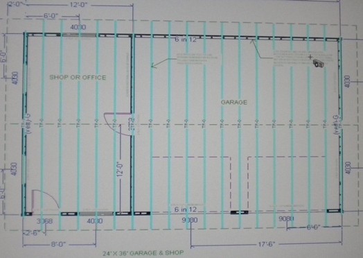 PERMIT READY 24′ X 36′ GARAGE PLAN DRAWN TO SCALE BLUEPRINTS AND MATERIALS LIST