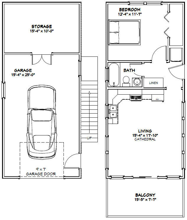 16×36 House — 1 Bedroom — PDF Floor Plan — 744 sq ft — Model 10B