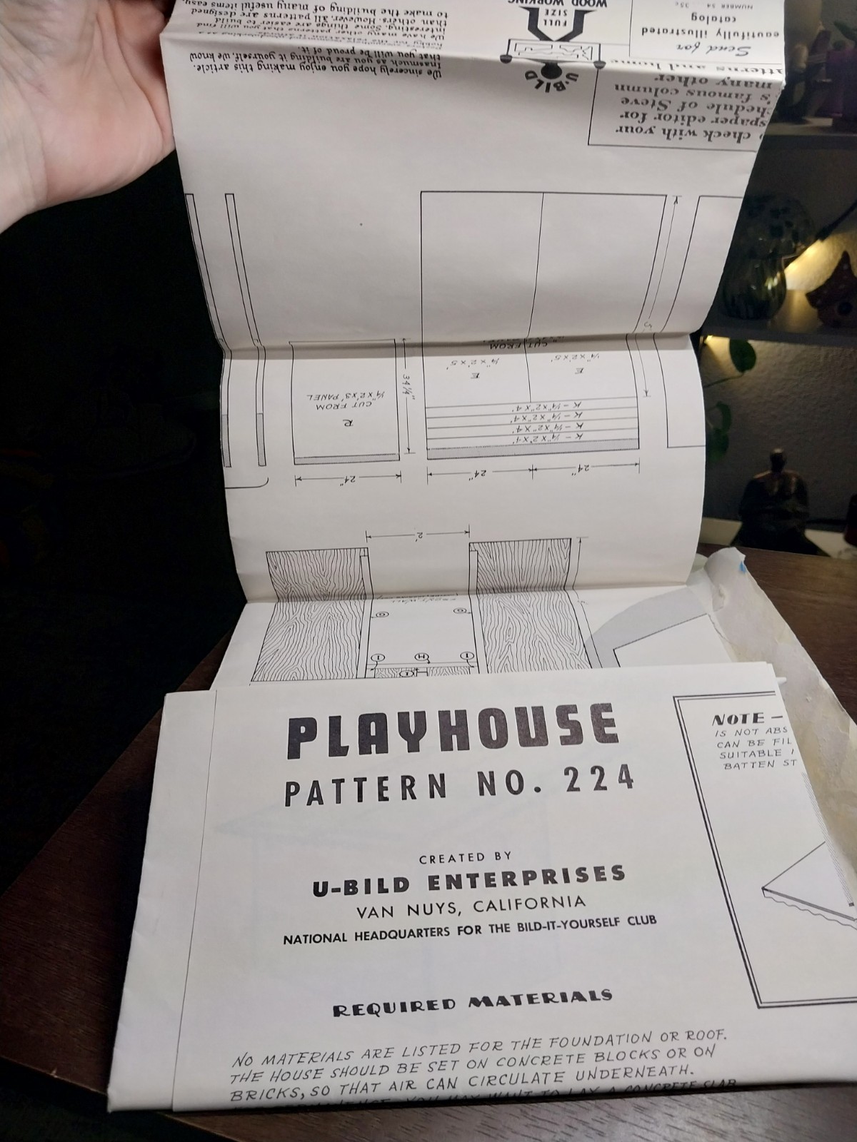 Vintage U-Bild Enterprises Playhouse Woodworking Plan Pattern No. 224