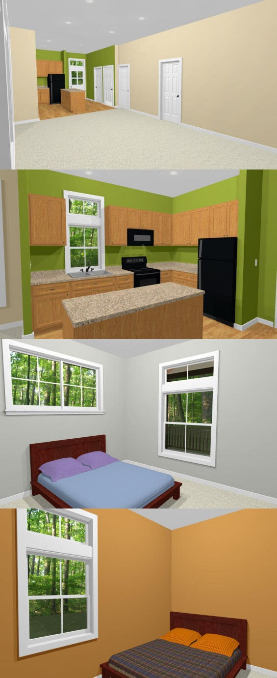 26×34 House — 2 Bedroom 1 Bath — 884 sq ft — PDF Floor Plan 1D