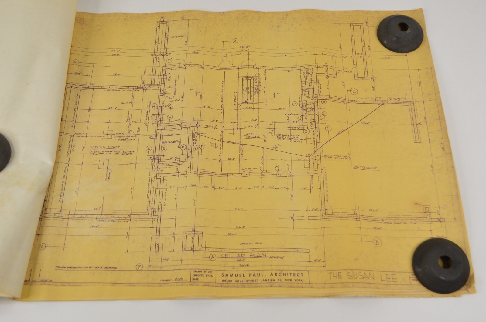 Original 1965 Home House Plans Samuel Paul Architect The Susan Lee 18×24″ Vellum