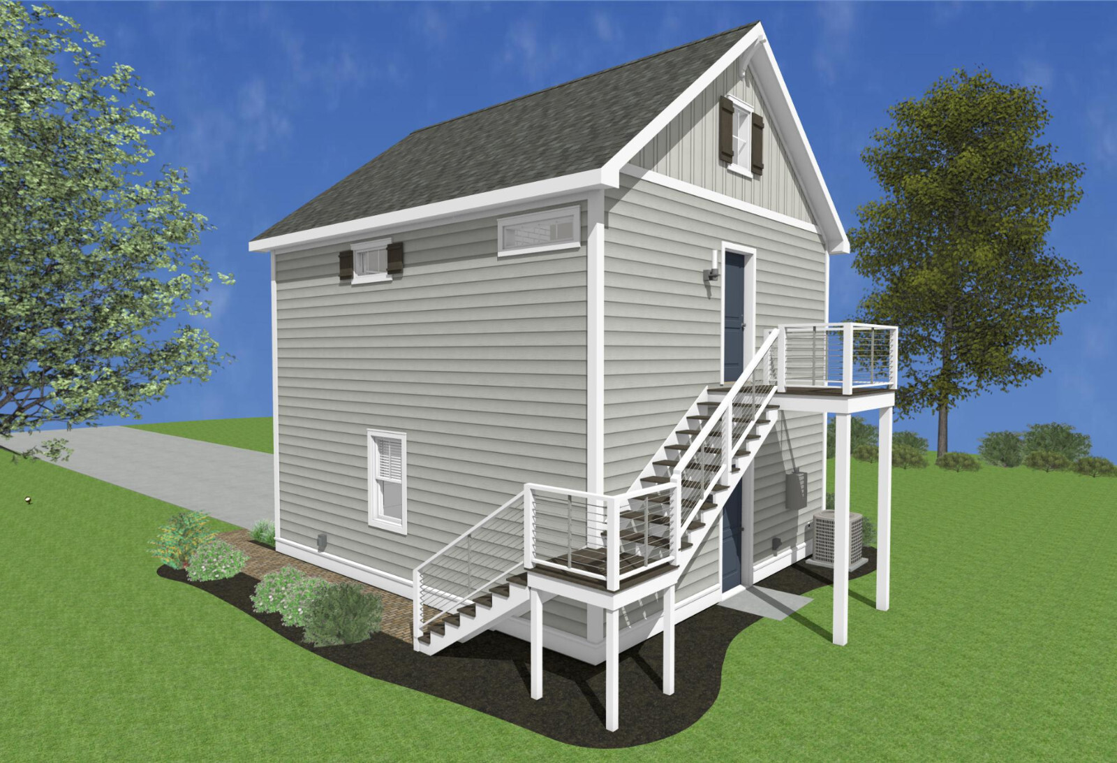 Garage Apartment (ADU) – 1 BR/1BA w/ Loft – Full House Plans, Blueprints #30010A