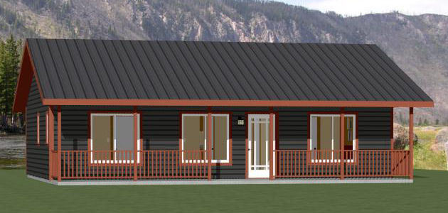 36×24 House — 2 Bedroom 2 Bath — 864 sq ft — PDF Floor Plan — Model 3A