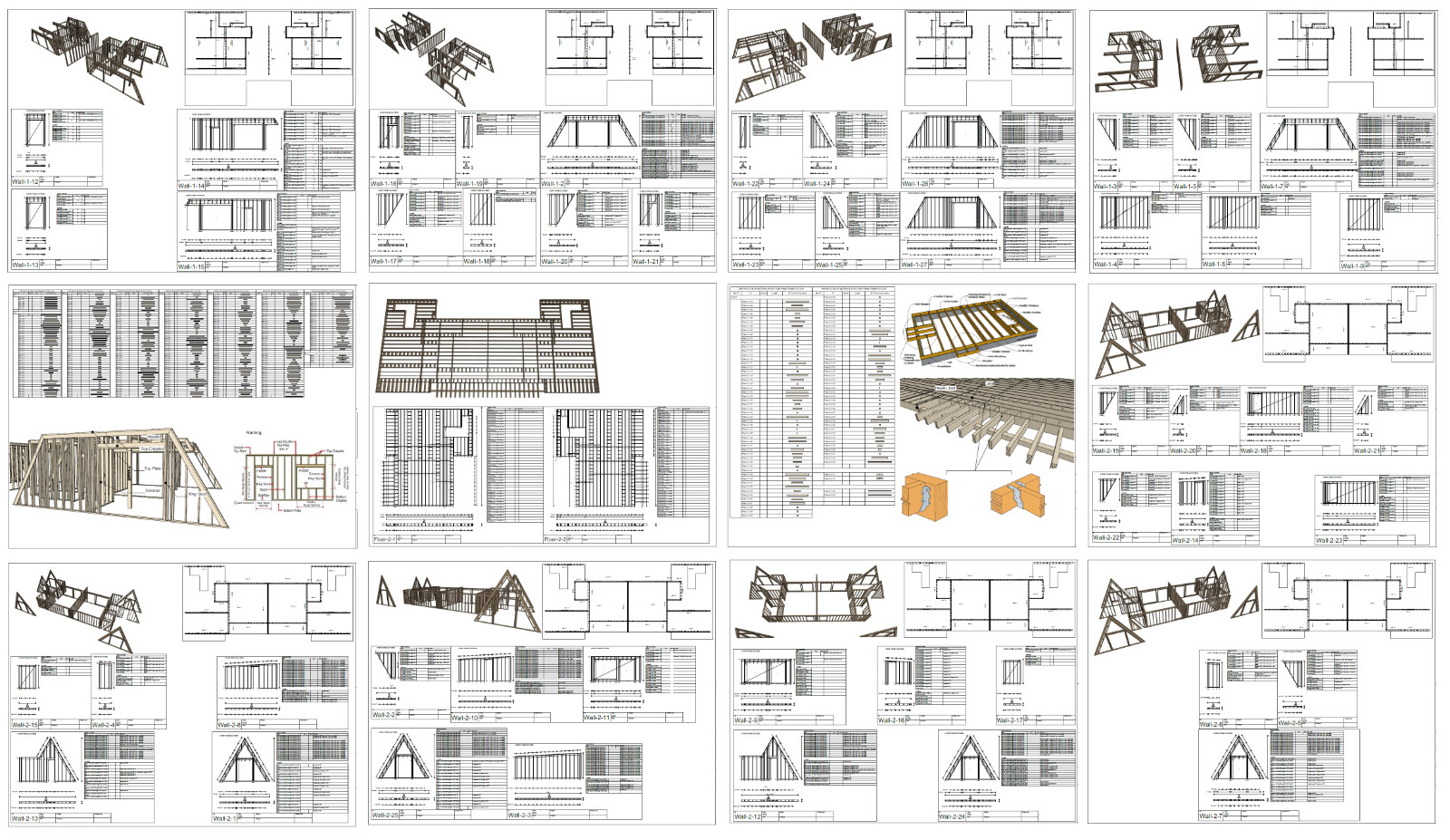 86’x49’ 4 Beds, 4 Baths Double A-Frame House Architecture Plans PDF Download.