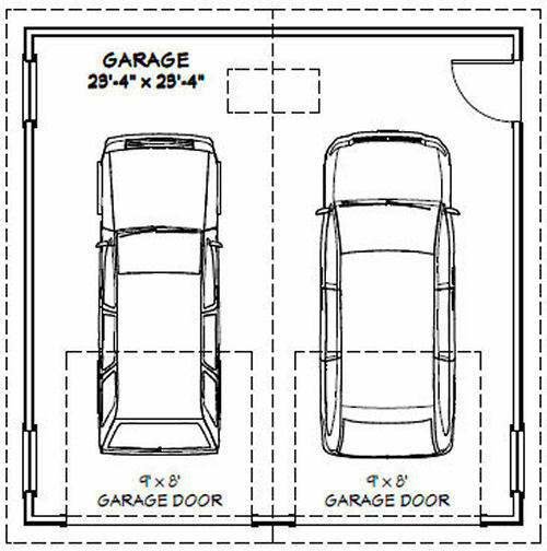24×24 2-Car Garage — 576 sqft — 9ft Walls — PDF Floor Plan — Model 1