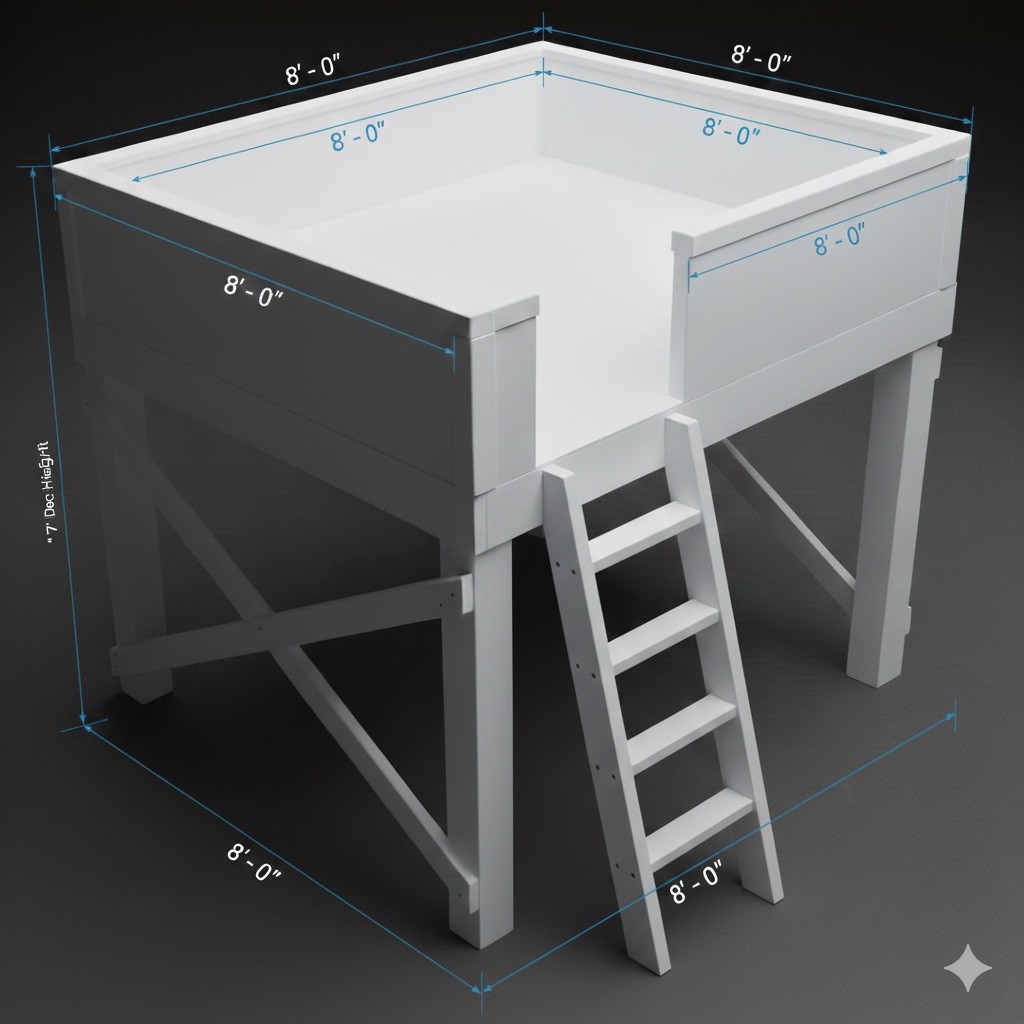 DIY 8ft x 7ft Loft Bed /Storage Platform Plans – Lightweight Space-Saving Design