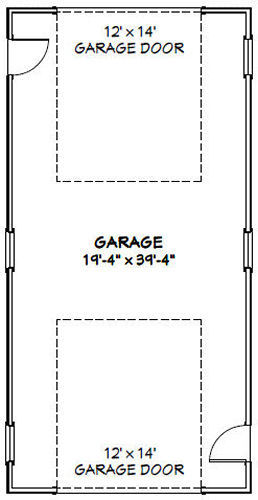 20×40 1-RV Garage — 800 sq ft — PDF Floor Plan — Model 1