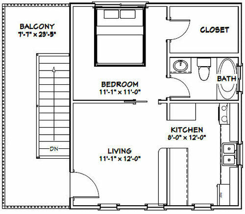 20×24 Duplex — PDF Floor Plan — 960 sq ft — Model 2