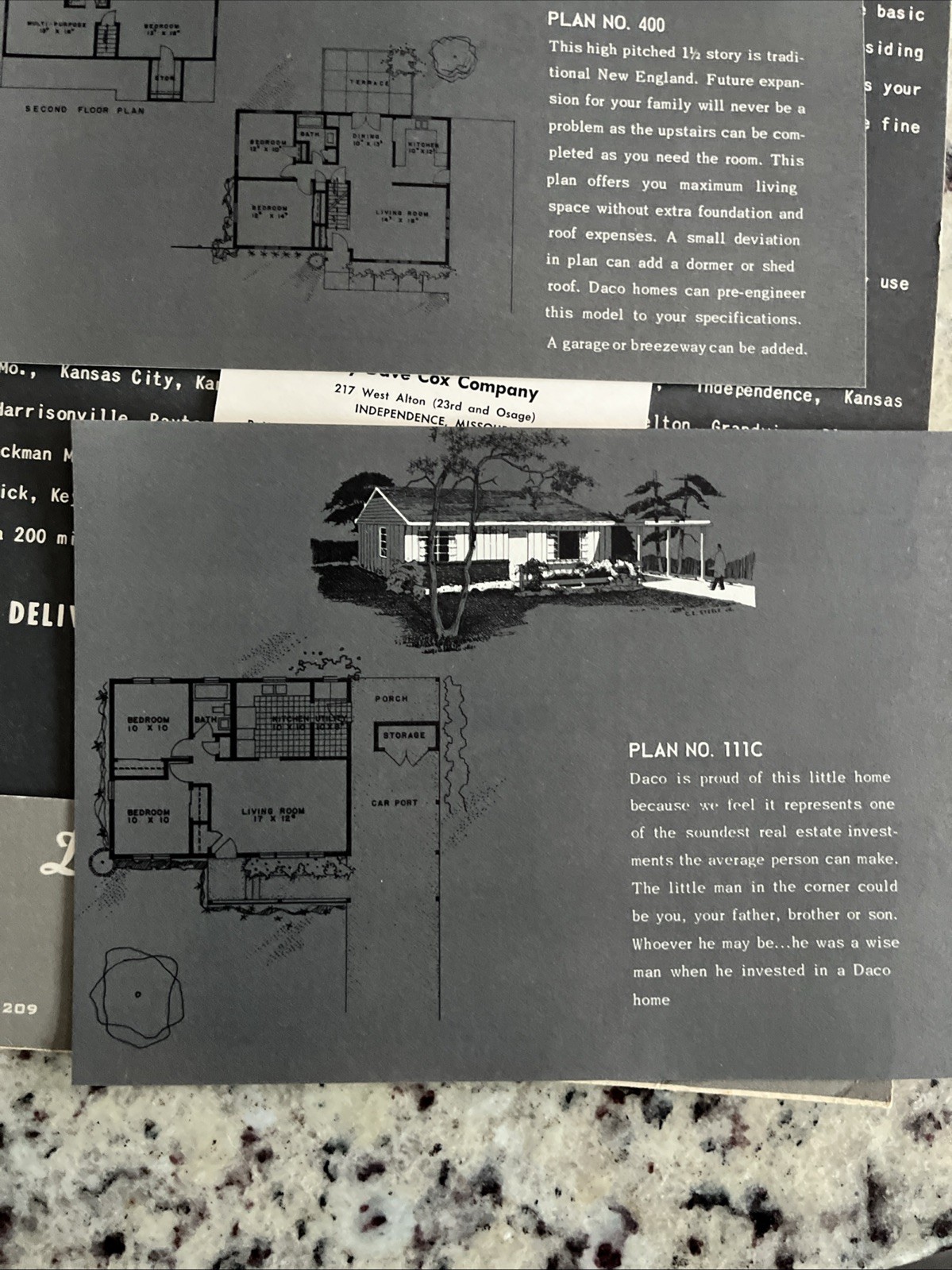 Vintage 1959 MCM Home Plan Catalog DACO Homes Dave Cox Co Independence MO