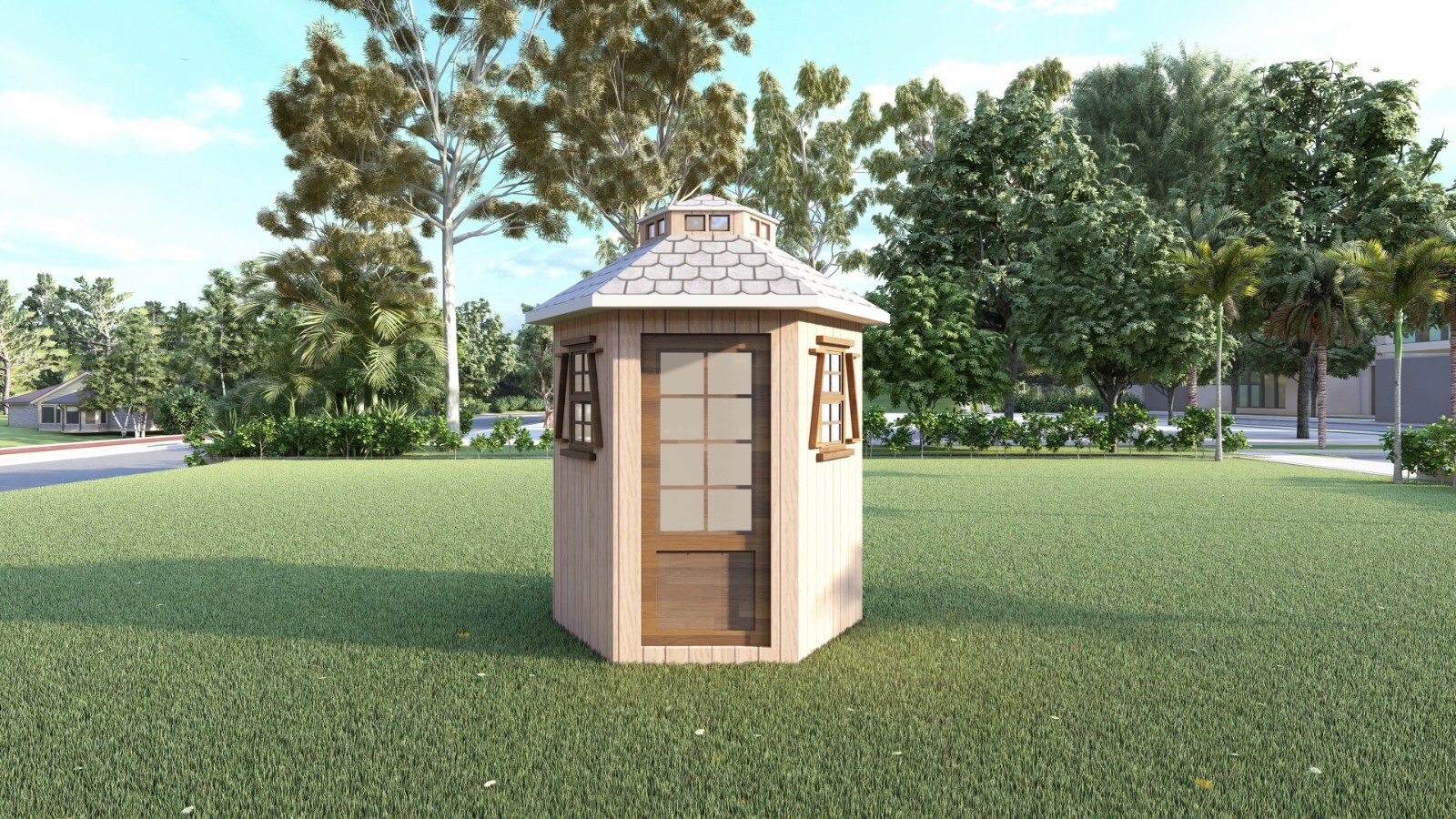 Hexagon Shed Plans – 4′ Hexagon Shape with 8′ Diameter, DIY Wood Construction