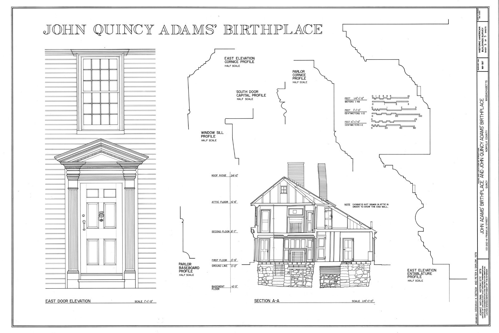 John Quincy Adams House, Saltbox Colonial, architectural home plans, 3 bedrooms