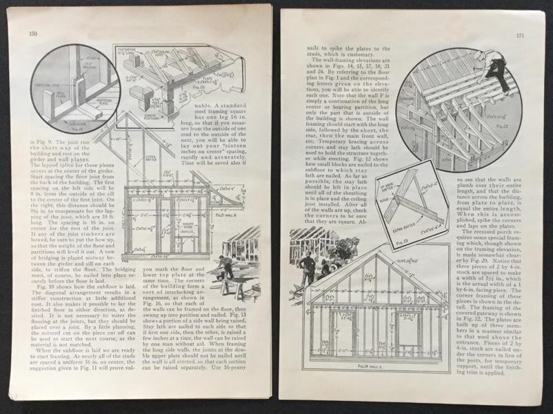 2 Bedroom Cape Cod House 1933 HowTo Build PLANS 20’x26’ or 20’x32’