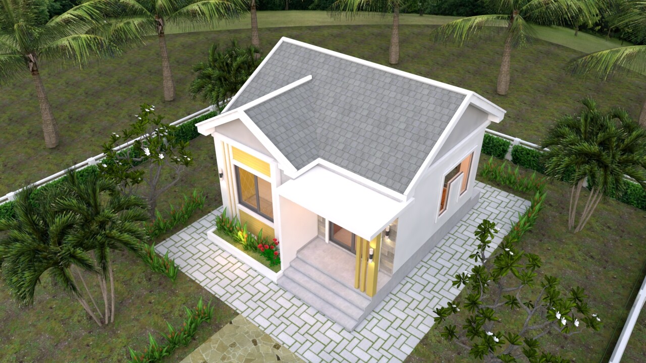 20×20 Feet Small Cottage Design 6×6 Meter One Bedroom Gable Roof (A4 Hard Copy)