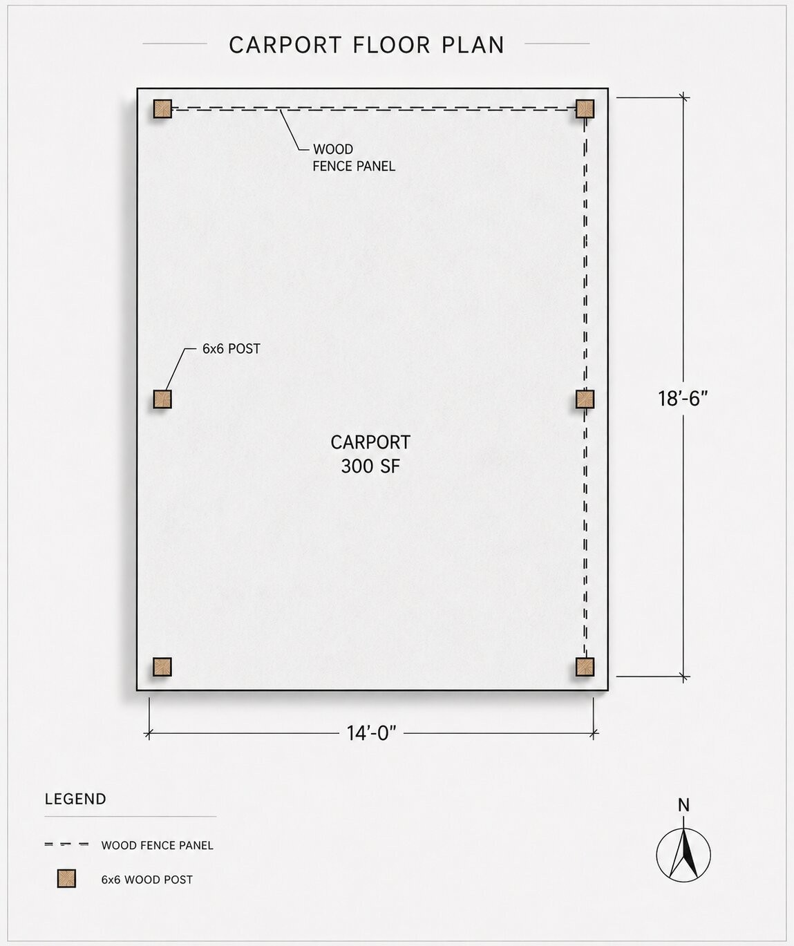 Timber Flat Roof Carport plan – Modern Wooden Car Shelter Design
