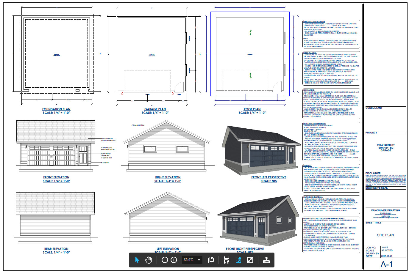 Double Car / 2 Car Garage Plan / Architectural Blueprints – 24 x 26
