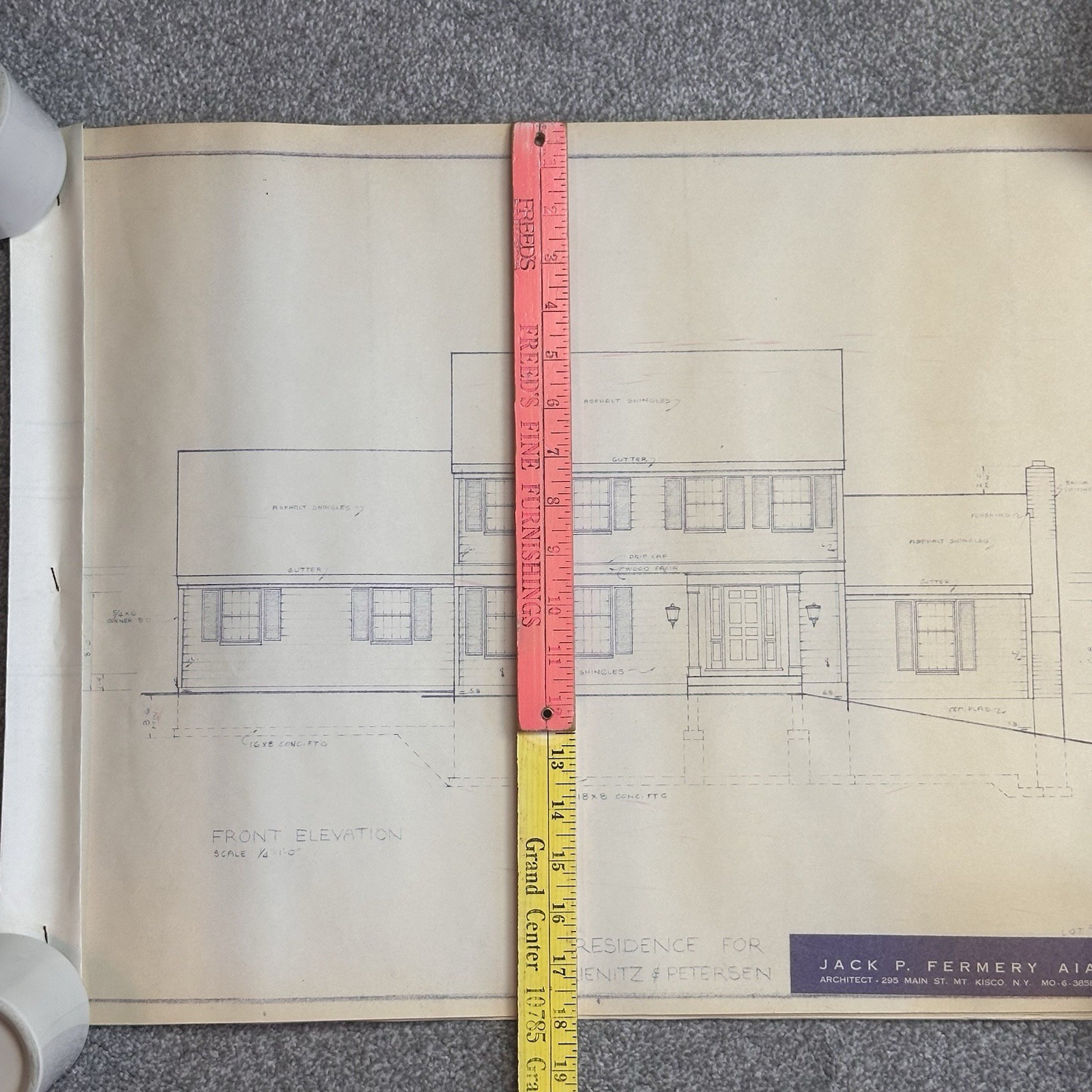 1960’s VTG Mid Century Modern House Blueprints Plan Kisco NY Complete 7 Pages