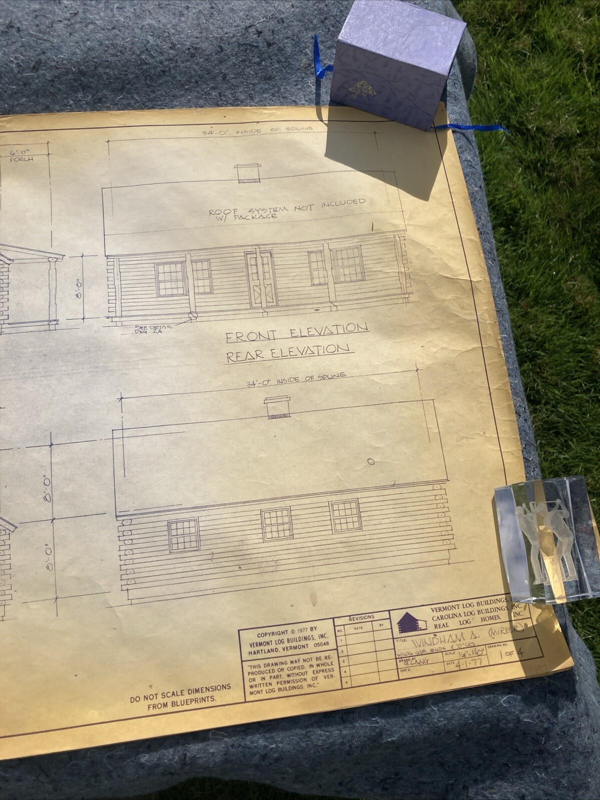 Vintage 1977 Vermont Log Buildings Windham Full Set Blueprints *RARE*