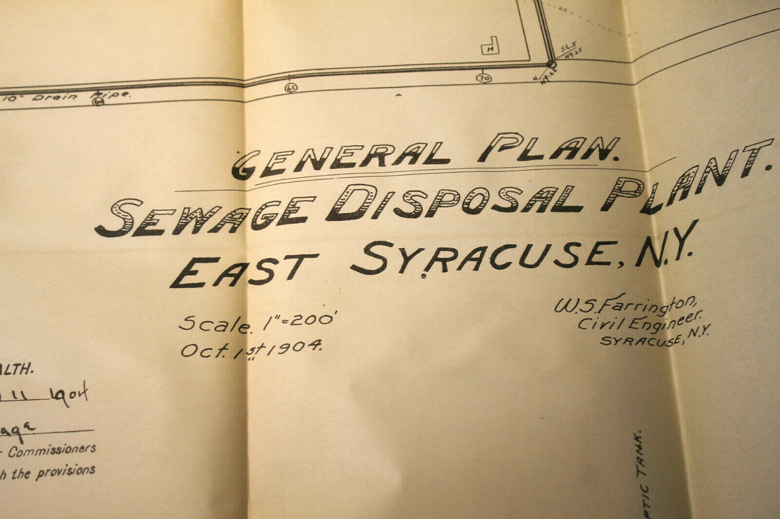 4pc 1904 East Syracuse NY 1 inch=200 Ft Maps of Proposed Sewage Disposal Plant
