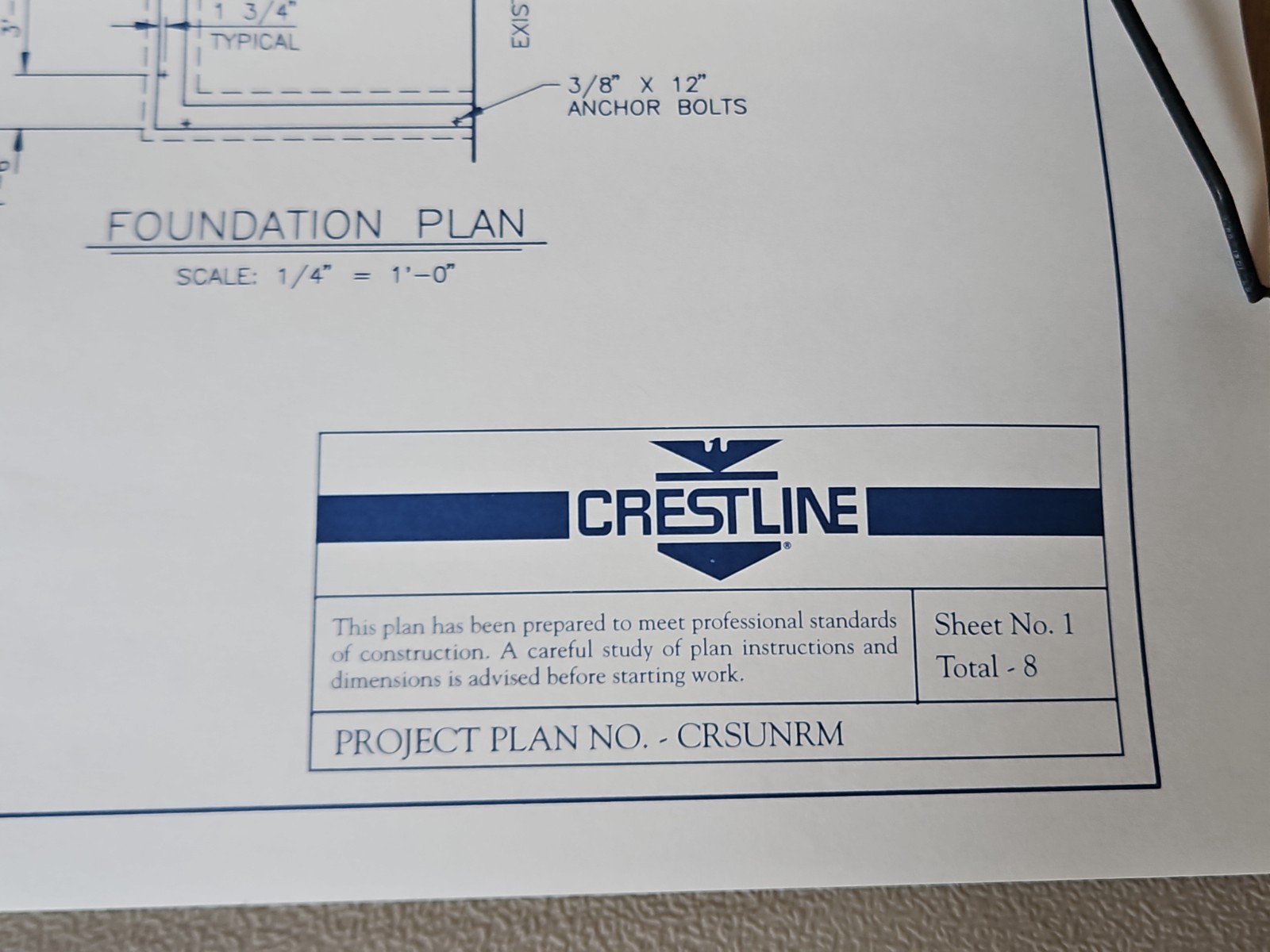 Crestline Room Addition Blueprints Complete Set Of 8