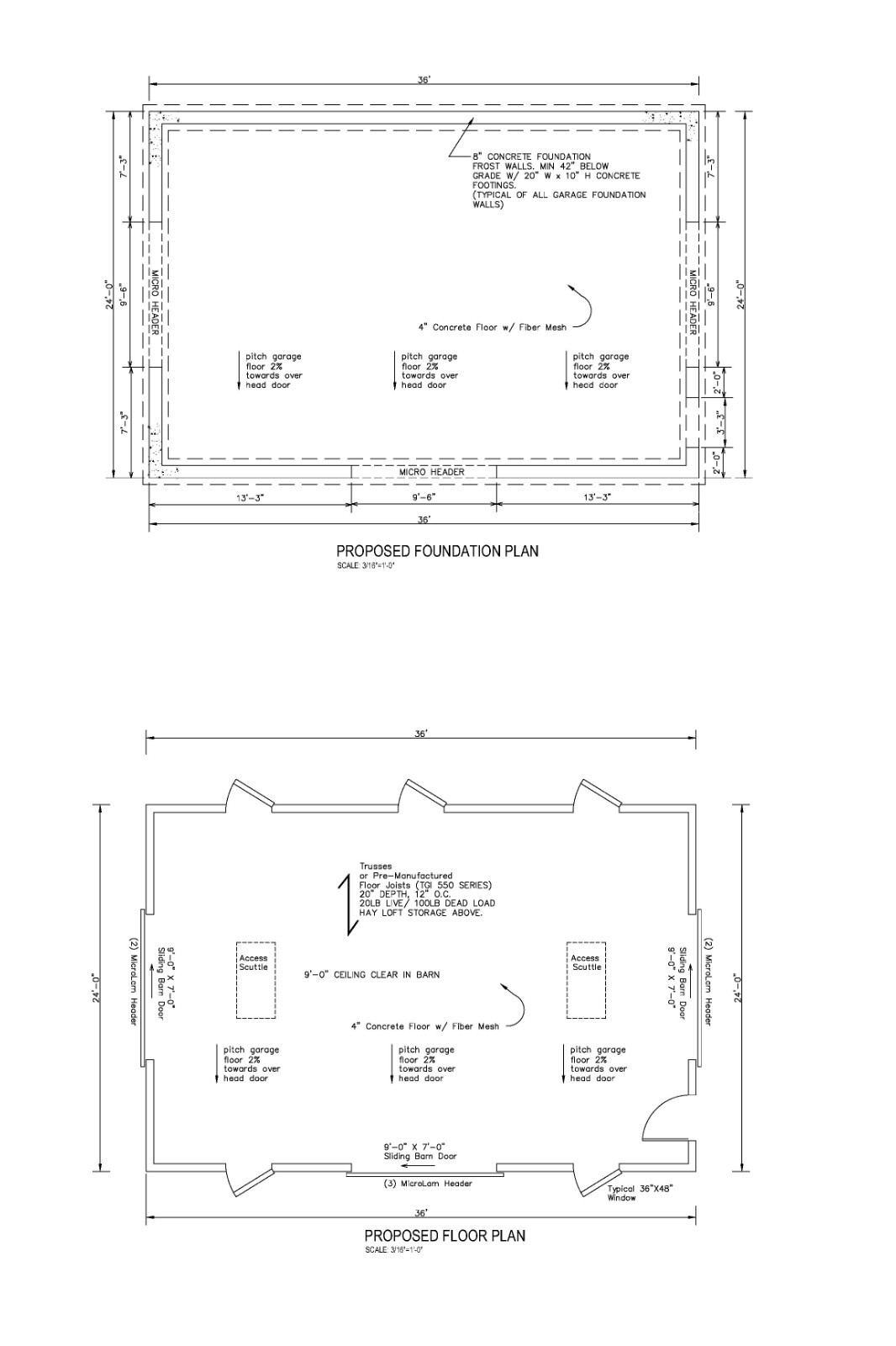 24X36 36X24 HORSE BARN PLANS GAMBREL ROOF POLE BARN CONST #17-2436-HB-GMB-7