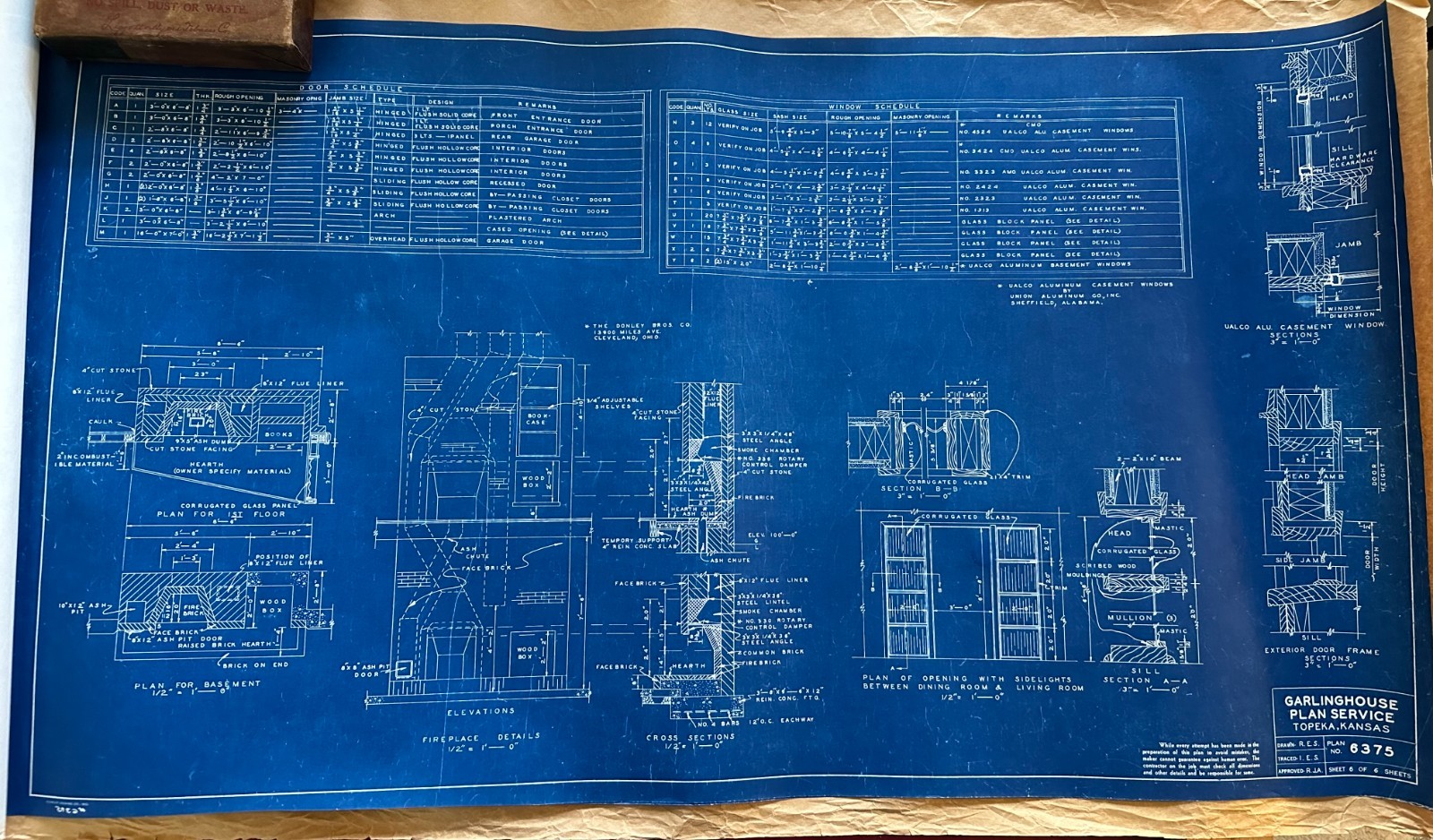 1955 Garlinghouse Plan Service #6375 6 Pgs. Blueprints Modern MidCentury Home