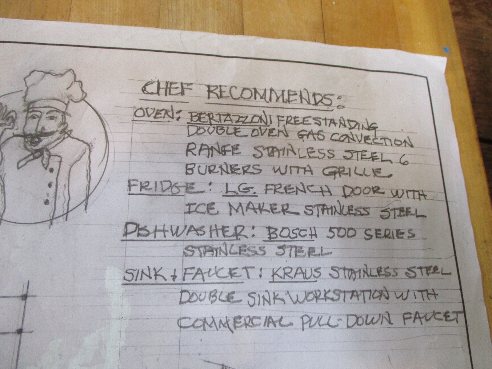 A-FRAME CABIN PLANS HAND-DRAWN ARCHITECTURAL COPIES 1200 SQ FT. CHEF’S KITCHEN