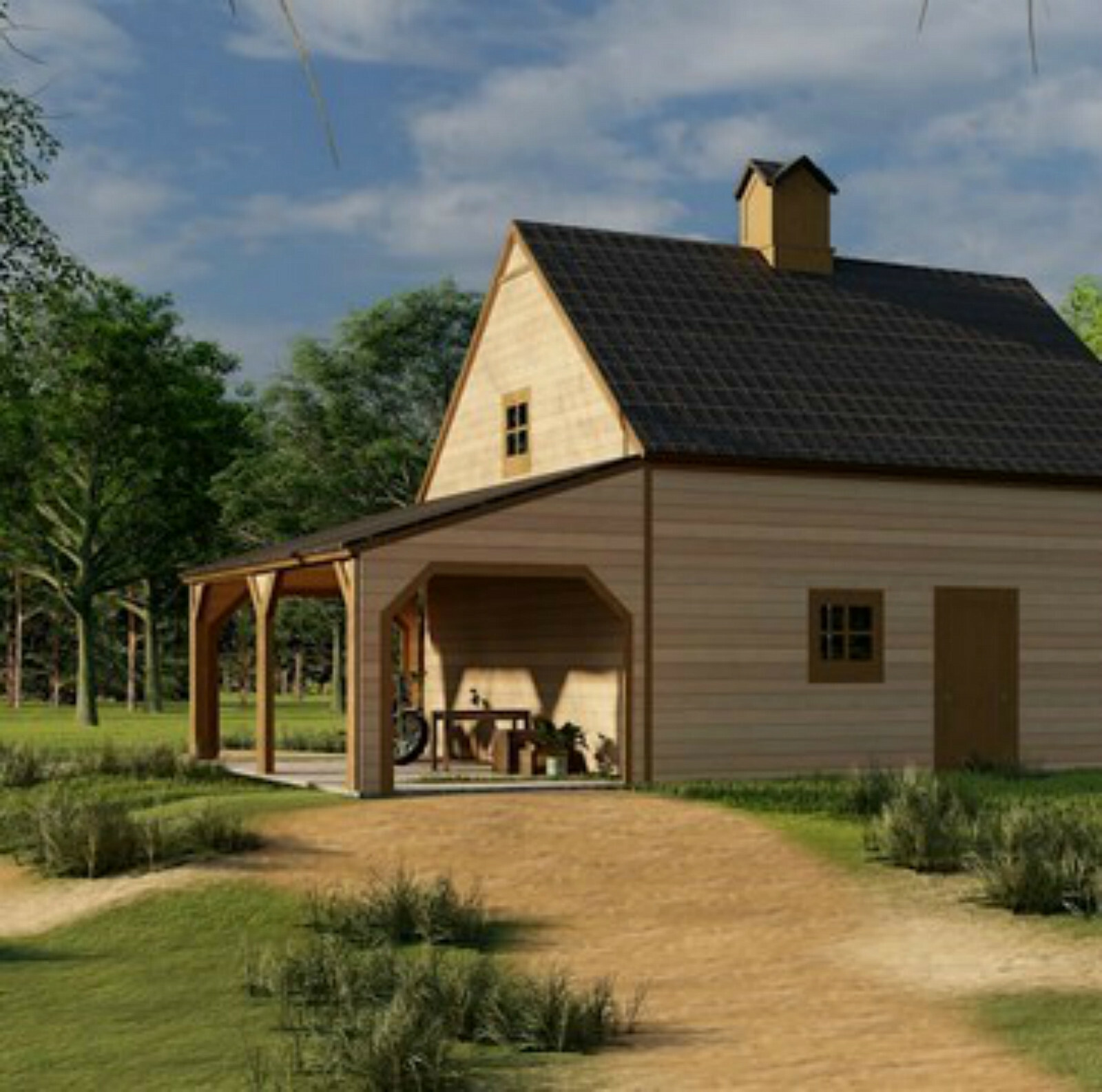 7 Different Car Barn Layouts With Lofts: Three Sets of Elm Barn Plans (eB-430×3)