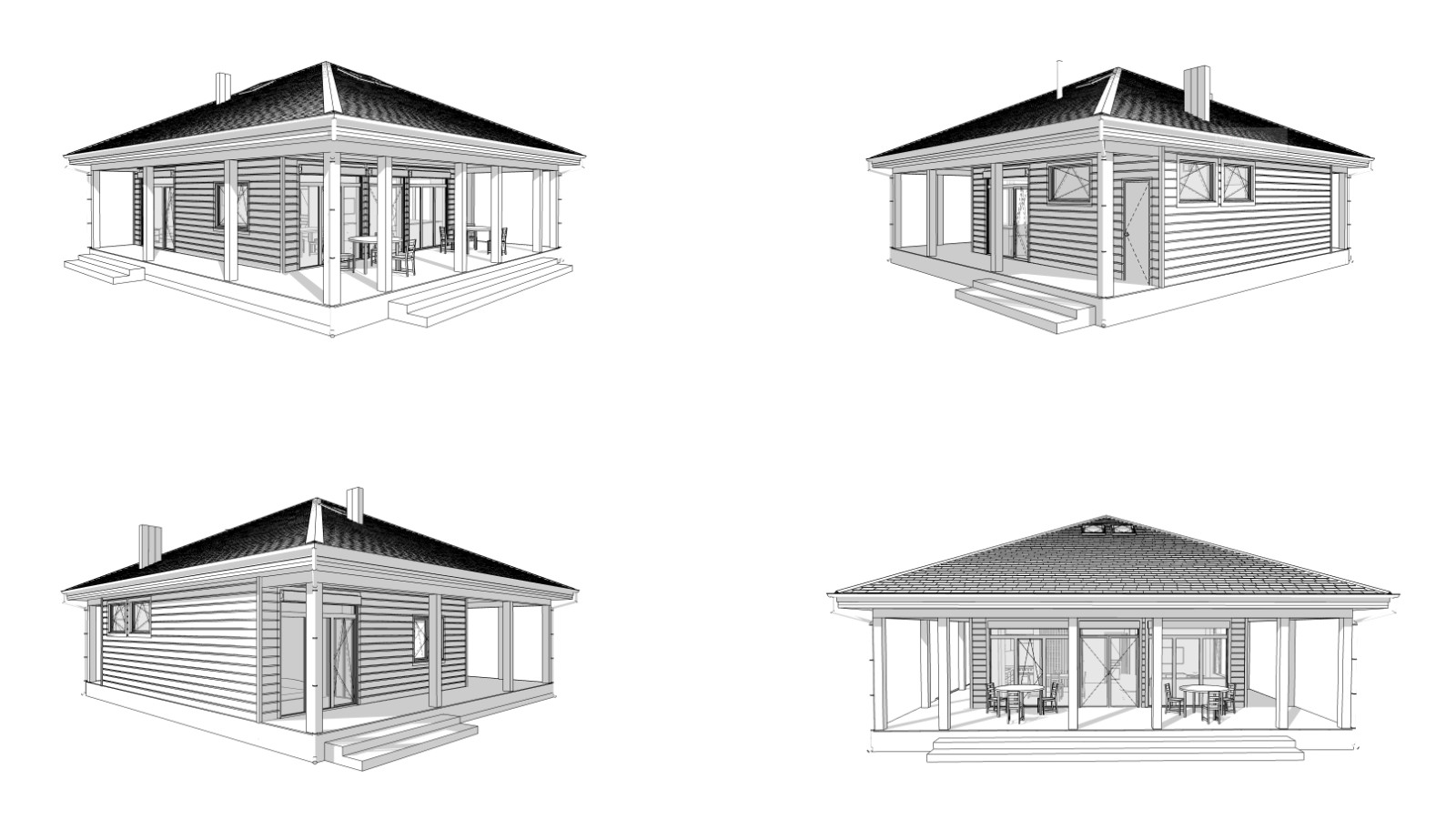 Charming Home 3 Bed, 1 Bath, 729SF Architectural Build Plans PDF Download