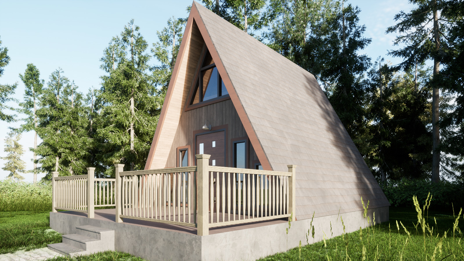 Modern A-frame Cabin Drawing & 3D images ,Material List,CAD file and PDF