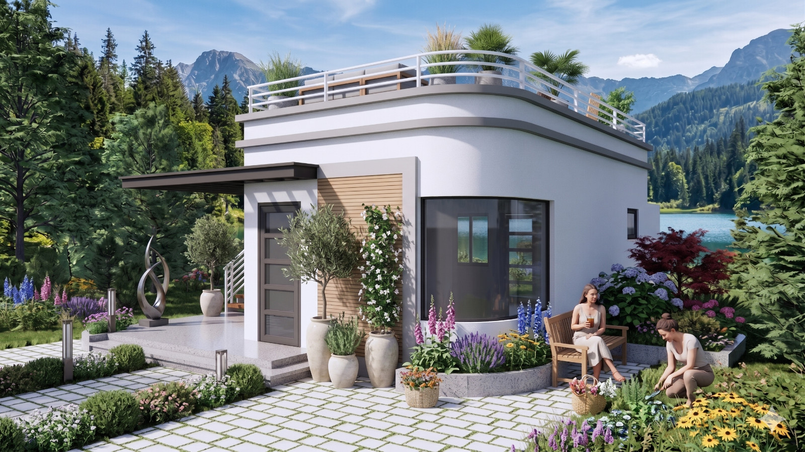 20×23 Feet Small House 6×7 Meter 2 Bed 1 Bath Terrace Roof PDF, Cad&A4 Hard Copy