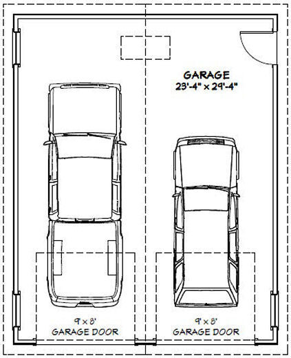 24×30 2-Car Garage — 720 sq ft — PDF Floor Plan — Model 3