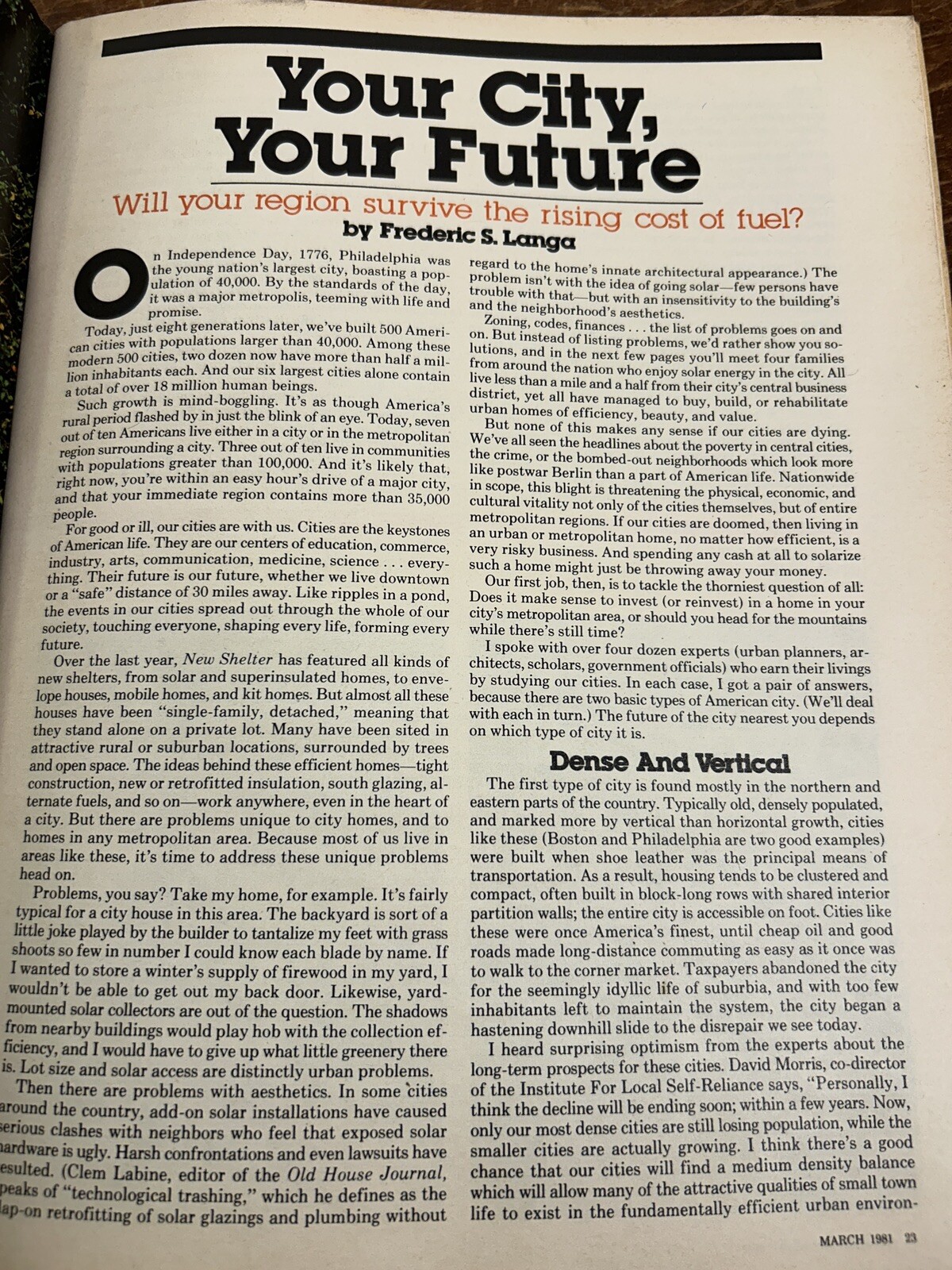 Rodale’s New Shelter Magazine March 1981 urban solar, tankless heaters, spiral