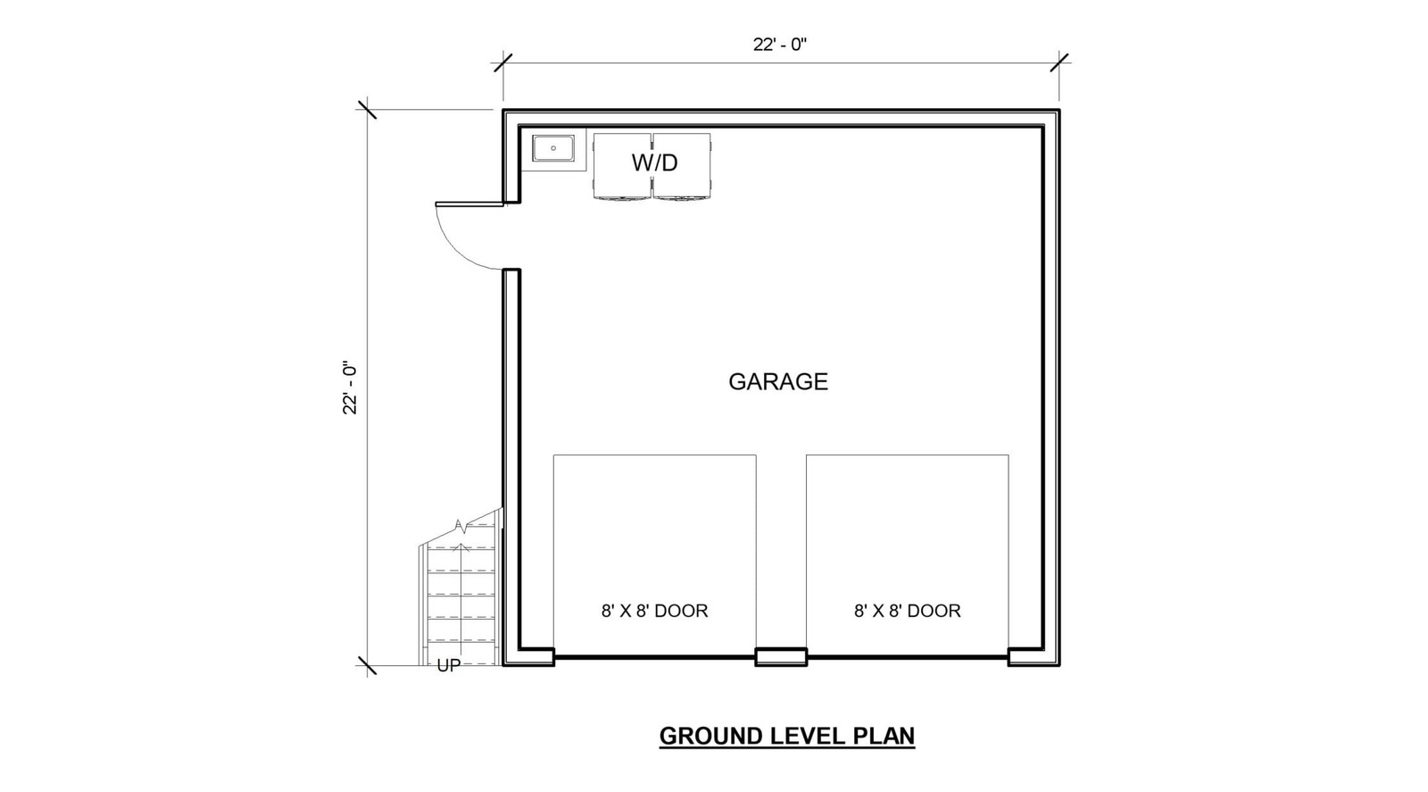 Two Car ADU Garage Loft 22’x22′ Architectural Plans – Blueprint Digital PDF