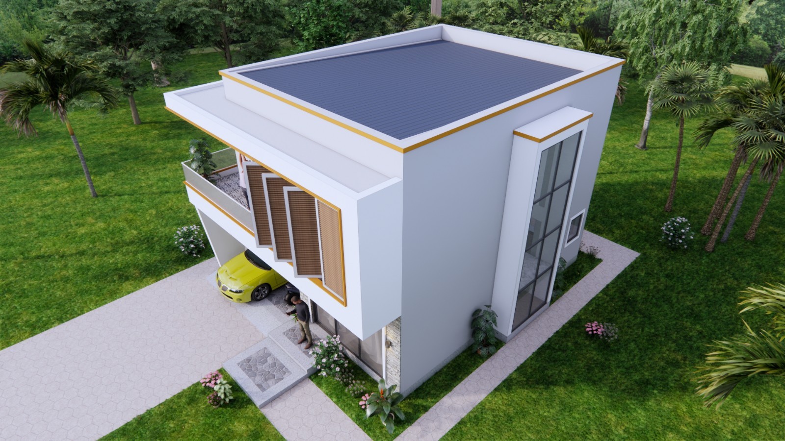 7×9 Meter House Plan 4 Bed 3 Bath | 23×30 Ft Hidden Shed Roof PDF & A4 Hard Copy