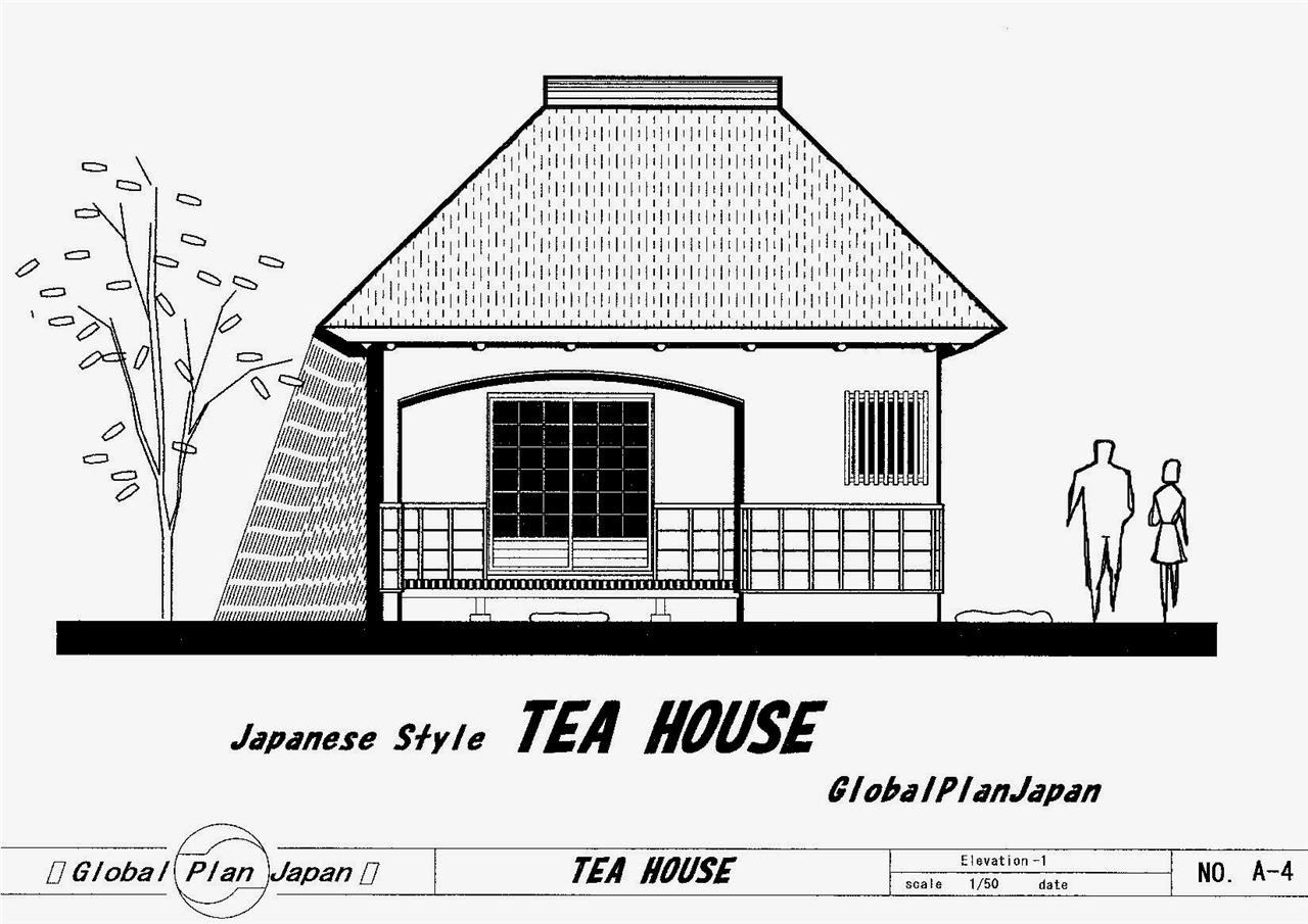 Old Style! Japanese Traditional House Plan «TEA-HOUSE» Temple Shrine, Detail